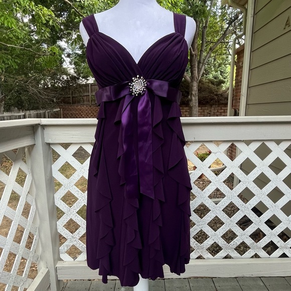 Betsy & Adam Dresses & Skirts - Vintage Y2K Betsy Adam 30” Bust Mini Purple Ruffle Dress Wimisigoth Fairy Witchy